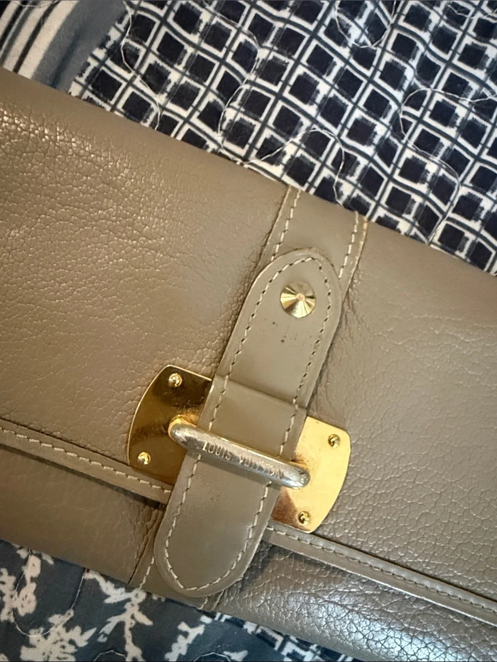 Louis Vuitton Classic Leather Wallet in Taupe with Gold Accent